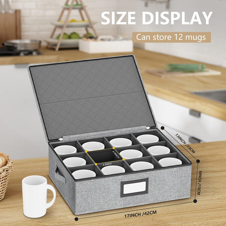 Mug Storage Box with Dividers