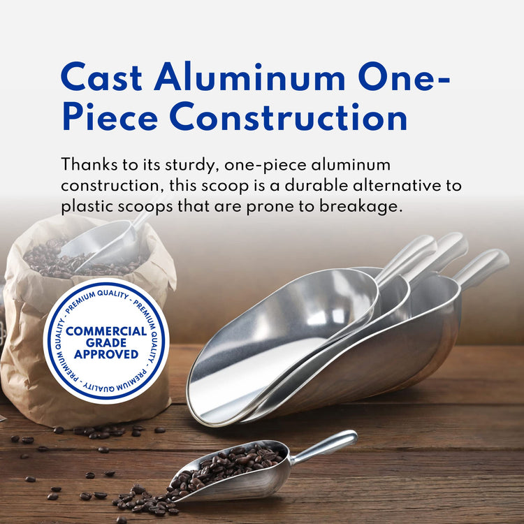 34547 One Piece Cast Aluminum Round Bottom Bar Ice Flour Utility Scoop