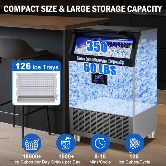 350 lbs High Output Commercial Ice Maker Undercounter Built