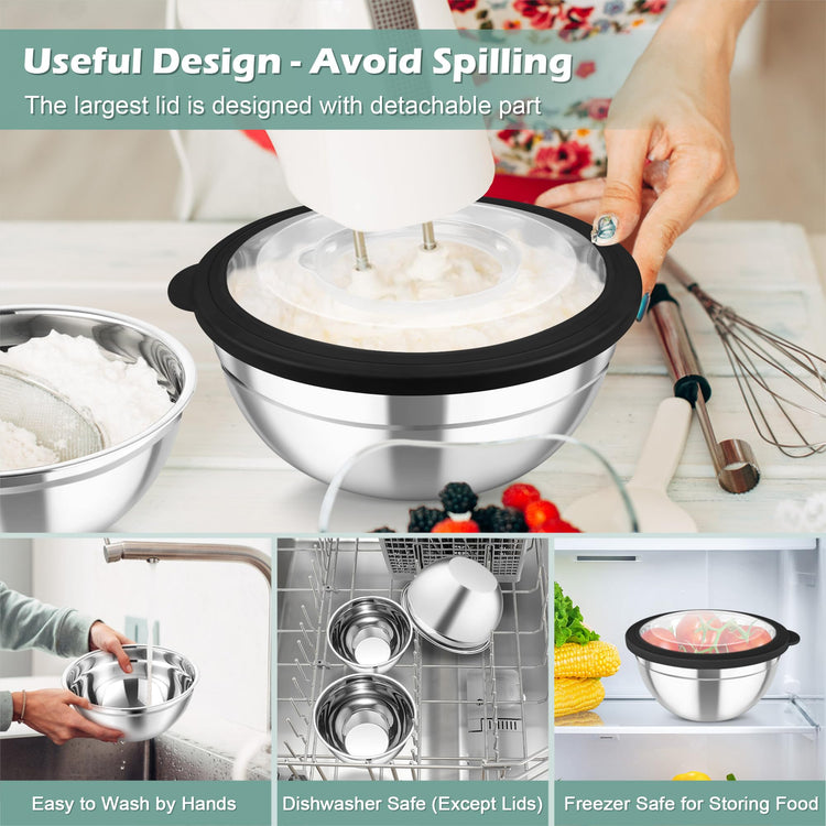 Mixing Bowls 3PCS Stainless Steel Serving Salad Bowls (3 Count)