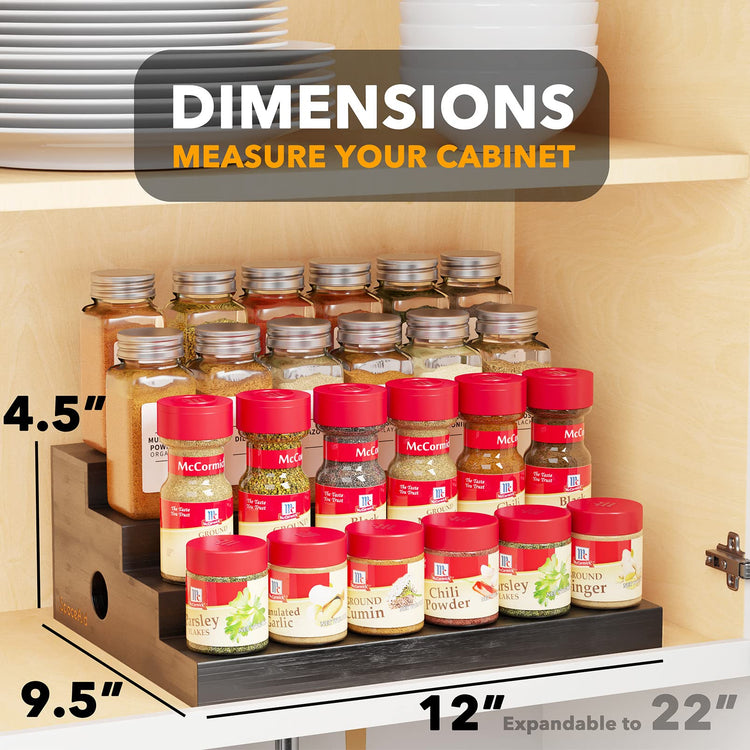 Bamboo Spice Rack Organizer for Cabinet
