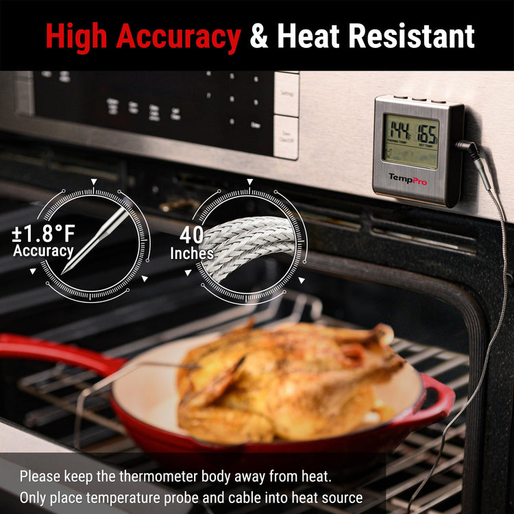 TempTrack Large LCD Digital Meat Thermometer for Cooking