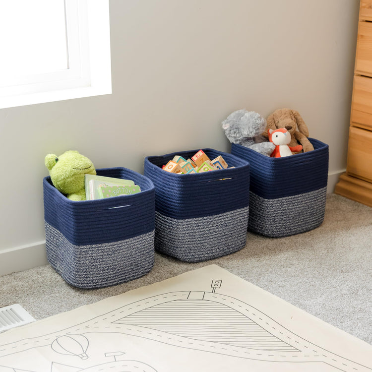13 Inch Cube Storage Bins Cotton Rope Woven Baskets for Organizing 3 (3 Count)