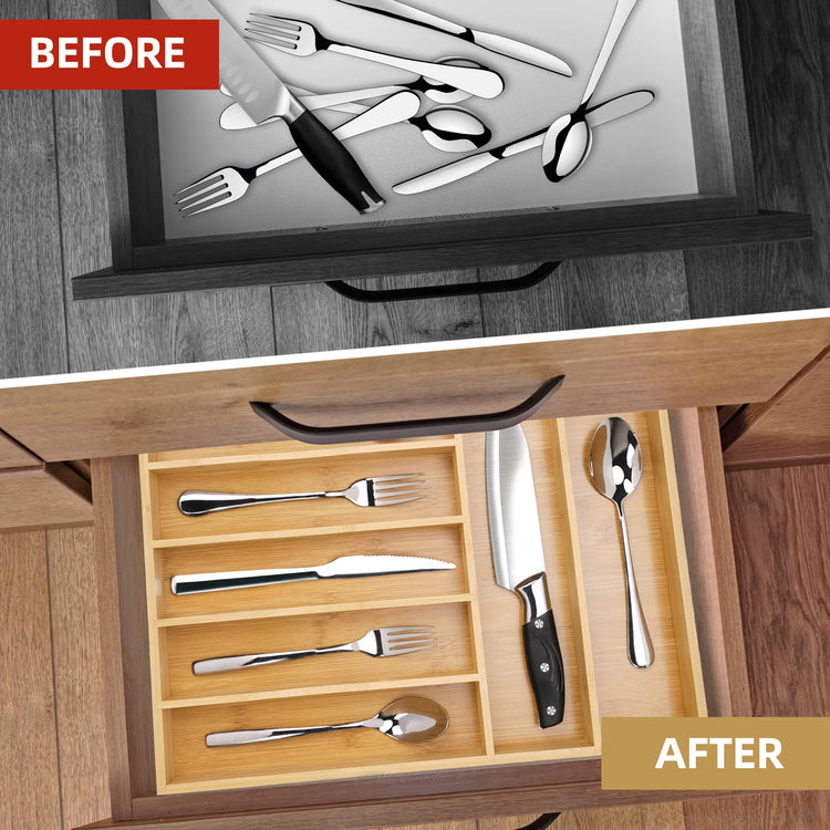 Silverware Organizer Kitchen Drawer Organizer Utensil Organizer Bamboo Silverware Holder Cutlery Organizer in Drawer Flatware Organizer Tray