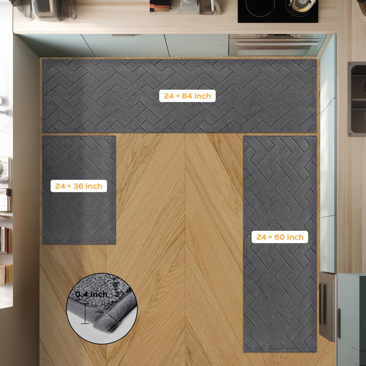 Kitchen Runner Rugs Set 24" x 36"+24" x 60"