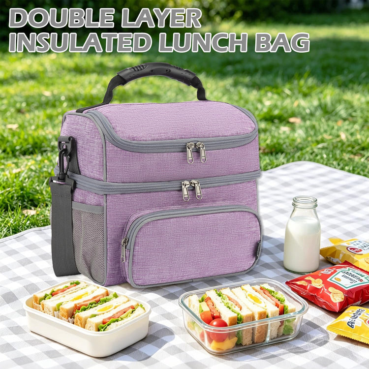 Double Layer Cooler Insulated Lunch Bag Adult Lunch Box Large Tote Bag for Men (2 Count)