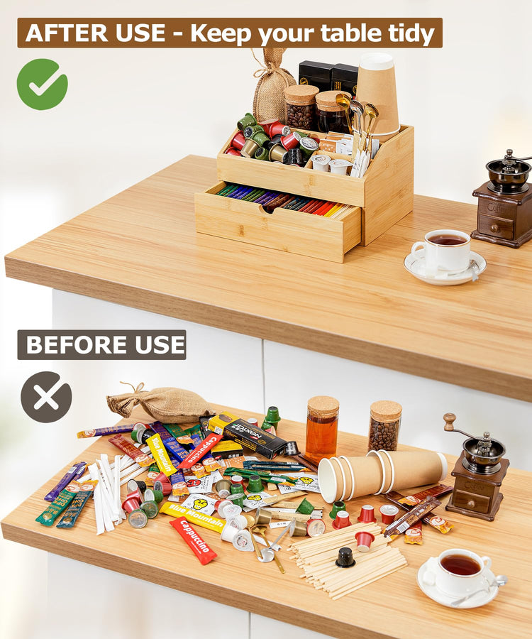 Coffee Bar Organizer Countertop with Drawer