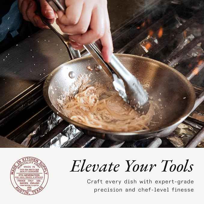 Made In Cookware – 7 Piece Stainless Steel Cookware Set – 5-Ply Stainless Clad – Includes Frying Pan, Saucepan, Saute Pan, Stock Pot – Professional Cookware – Crafted in Italy – Induction Compatible