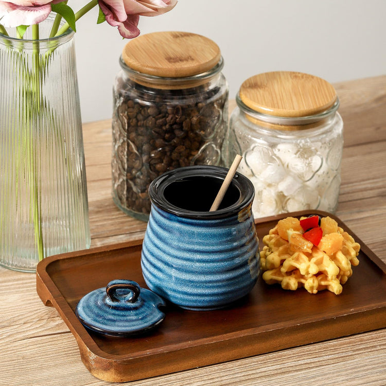 Ceramic 12 Ounce Honey Jar and Dipper Set
