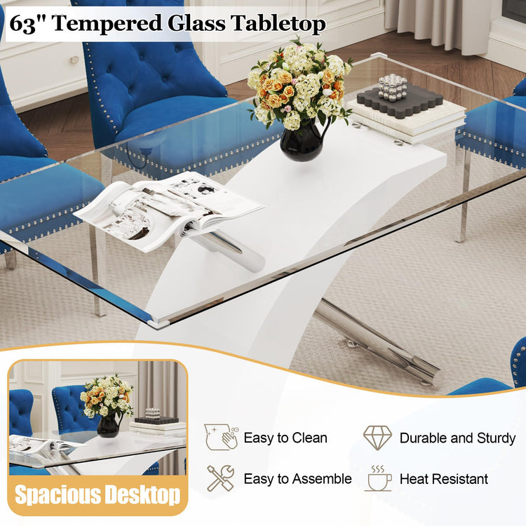 7 Piece Glass Dining Table Set for 6