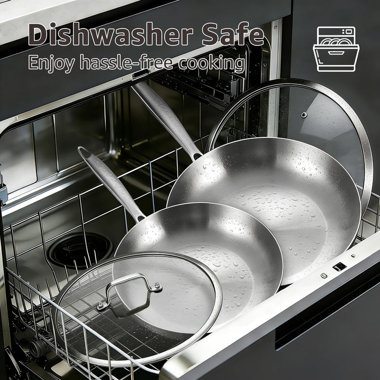 8.5 12 Stainless Steel Pans Set with Lids