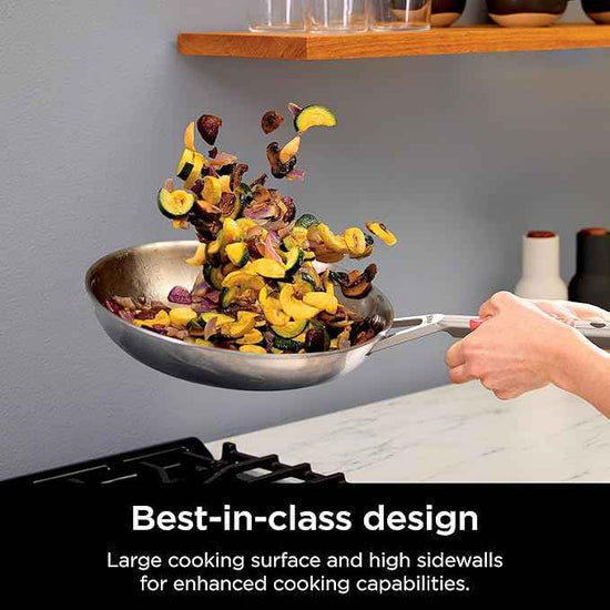 Ninja EverClad Stainless Steel Cookware 7 Piece Pots & Pans Set, Cookware Set, All Stovetops & Induction, Oven Safe to 600°F, Tri-Ply Commercial-Grade, C99007