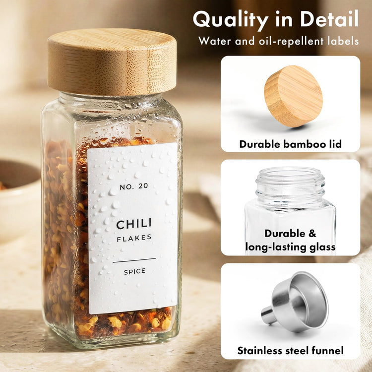 Glass Spice Jars with Label (24 Count)
