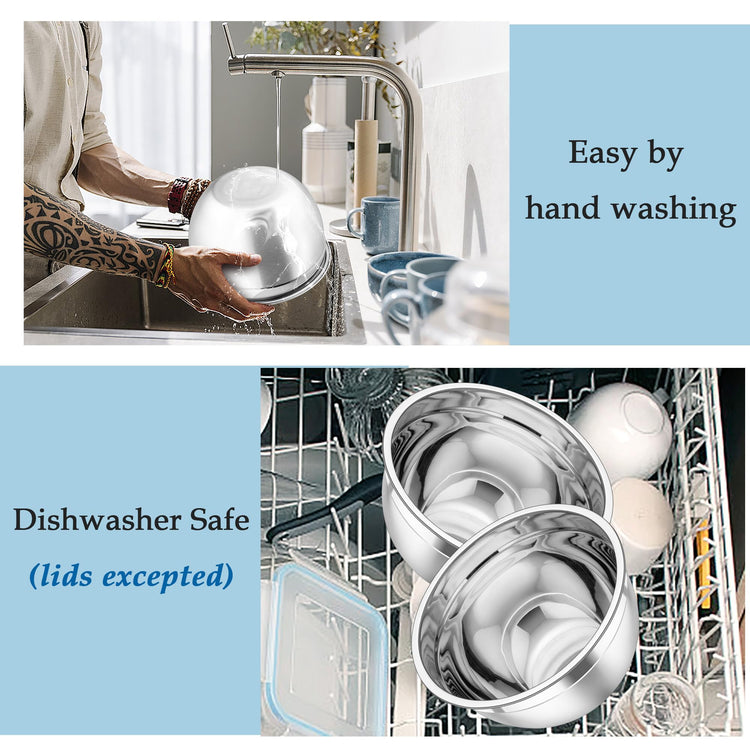 Mixing Bowls Stainless Steel Nesting Salad Bowls Set (6 Count)