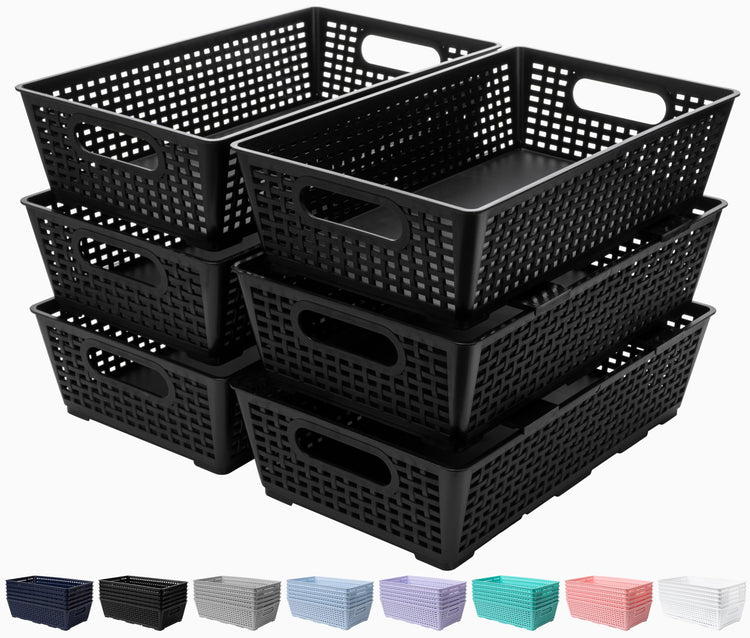Stackable Woven Plastic Basket (6 Count)