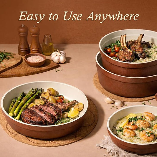 CAROTE 22Pcs Ceramic Cookware Set, Pots and Pans Set Non Stick Removable Handles, Non Toxic Cookware Oven/Dishwasher Safe, Induction Cookware, Gift Set, NonStick Cookware Set with Kitchen Essentials
