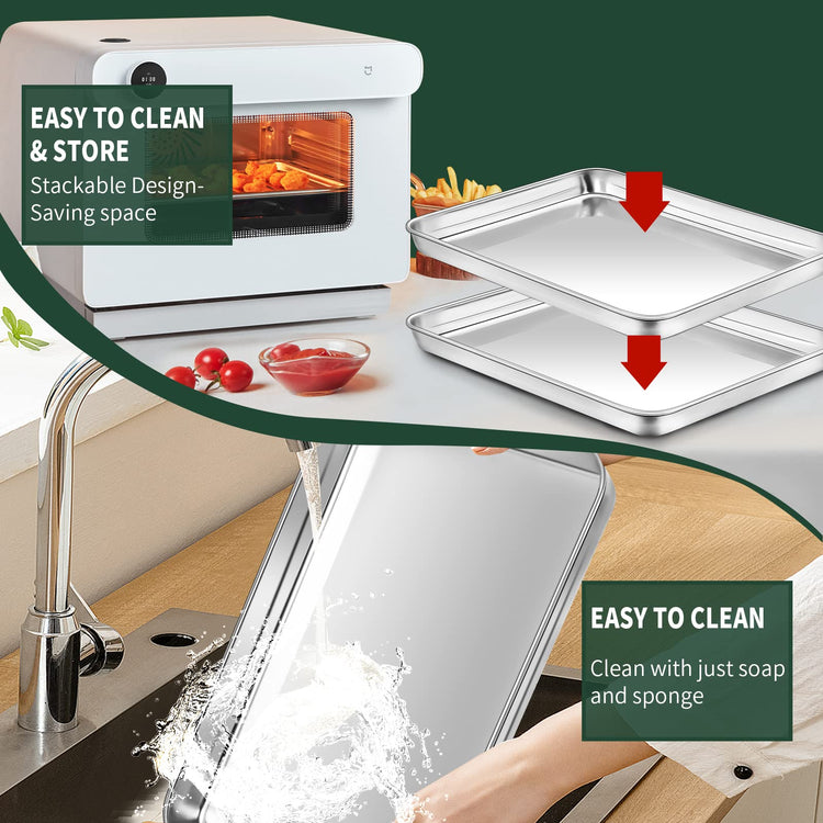 Half Sheet Pans with Rack Set [2 Pans + 2 Racks]