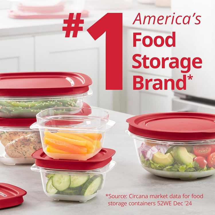 Rubbermaid EasyStore Square and Round Containers, 14-Piece Set, Food Storage Containers, Food Storage Containers with Lids