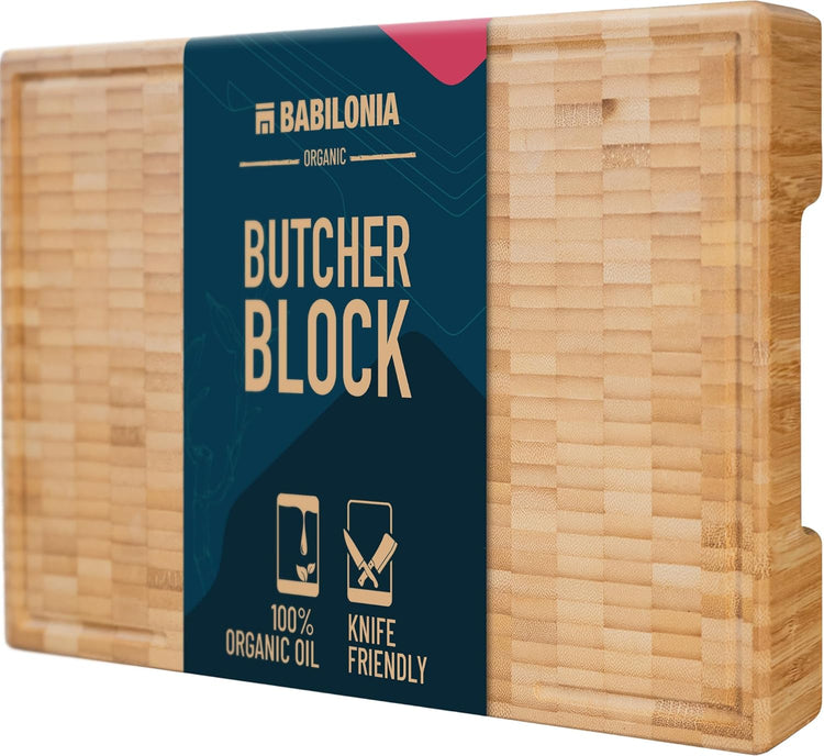 Premium Bamboo Cutting Board (ExtraThick 1.7"), Professional Chopping Butcher Block for Meat. Heavy Duty End Grain Wood, Charcuterie Boards, Kitchen Accessories