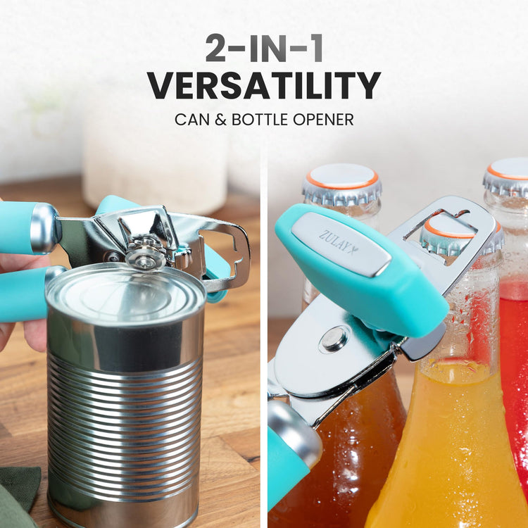 Heavy Duty Stainless Steel Can Opener Manual with Bottle Opener