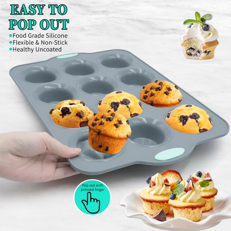2Pack Silicone Muffin Pan with Metal Frame (2 Count)