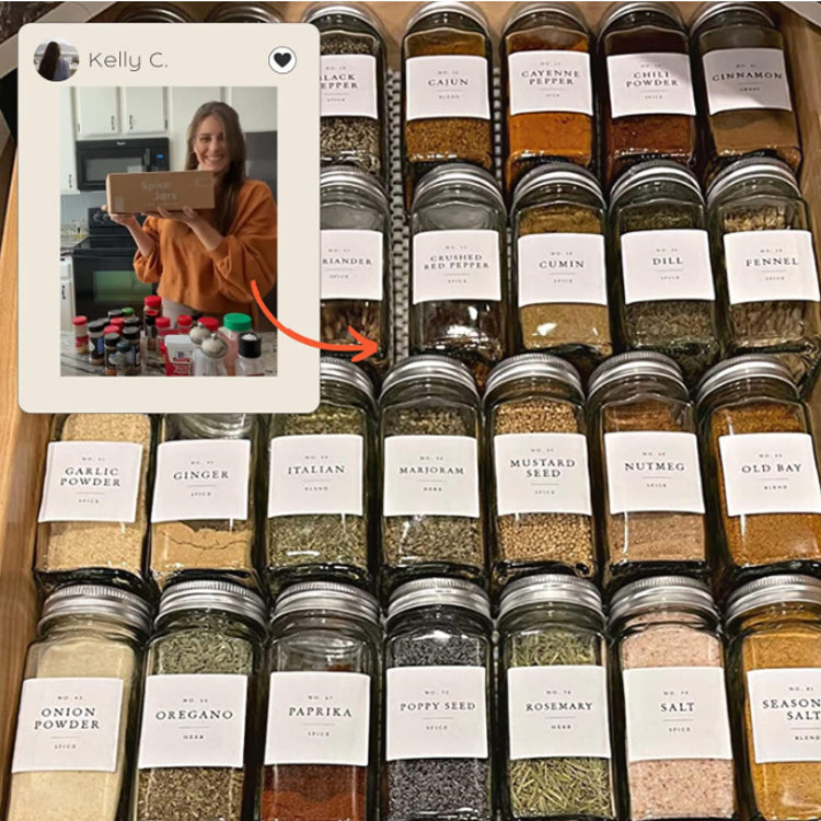 Minimalist Spice Jars with Labels (36 Count)