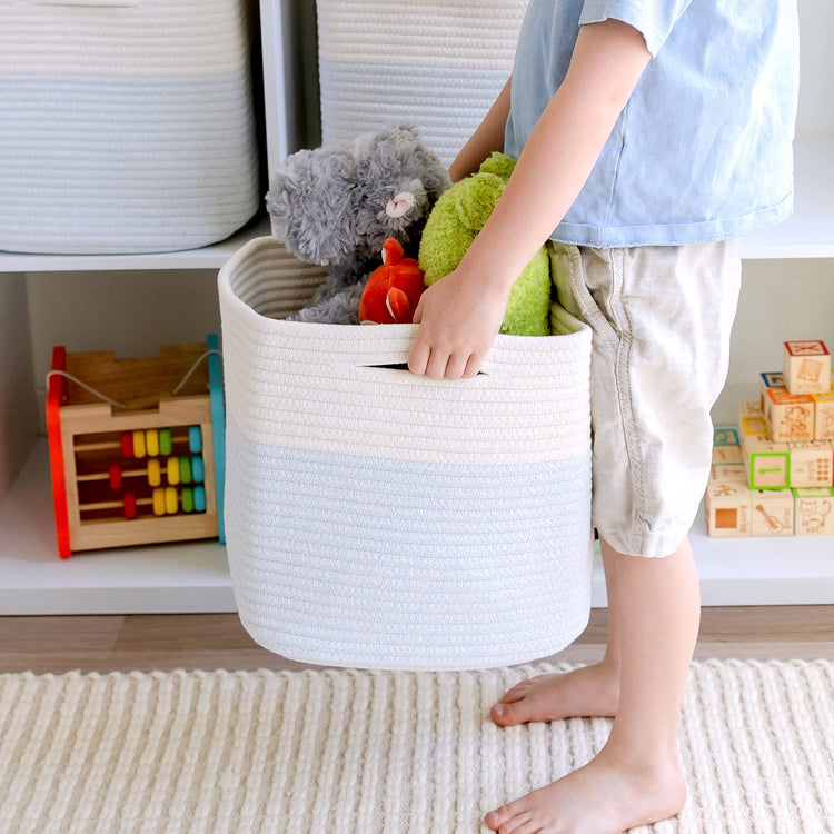 Storage Cubes 11 Inch Cotton Rope Woven Baskets for Organizing (3 Count)