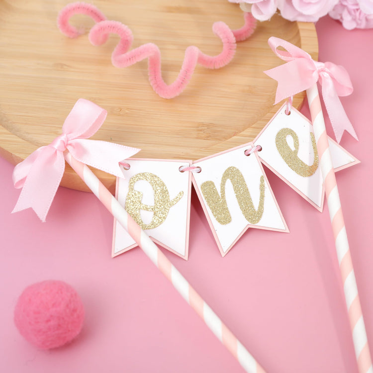 Pink Bow Ribbon Cake Topper