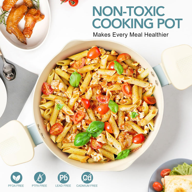 6 Qt Ceramic Nonstick Pasta Pot with Strainer Lid