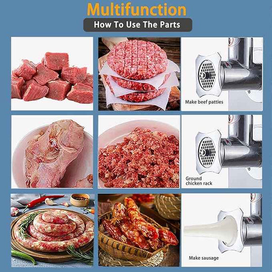 Commercial Electric Meat Grinder 1500w - Heavy Duty 350KG/h High Capacity with Copper Motor, ETL Certified. Includes Accessories for Sausage Making, Home Kitchen & Professional Use.