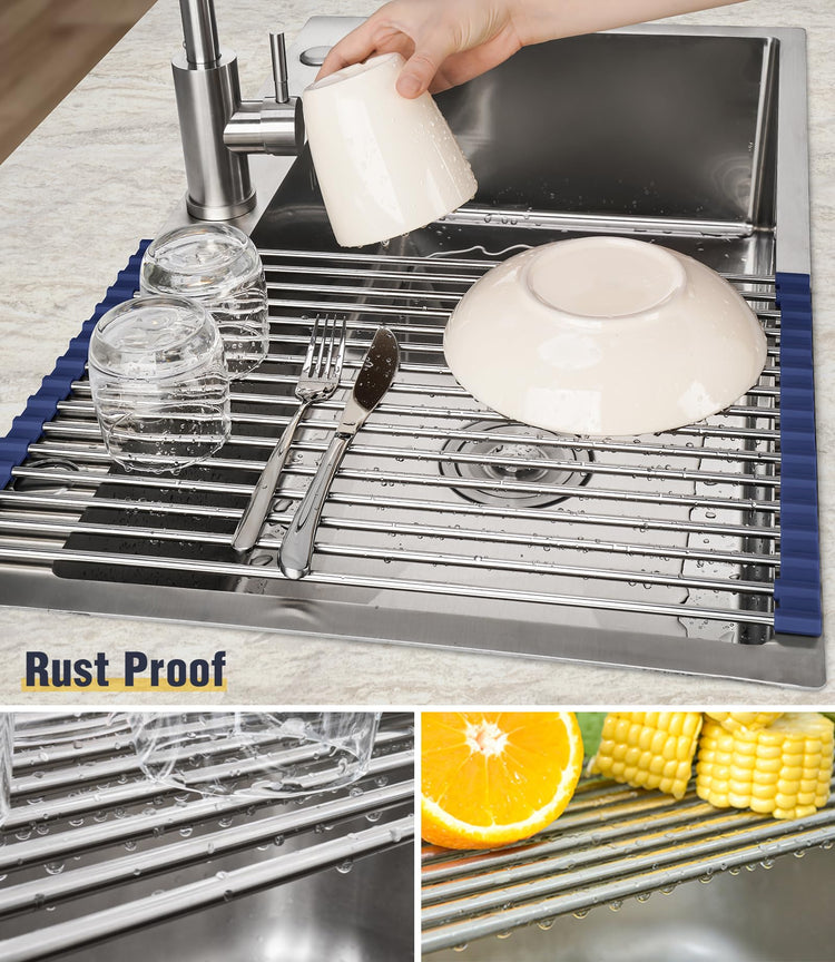 Roll Up Dish Drying Rack Over Sink