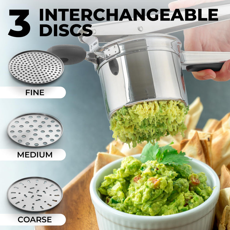 Premium Large 15oz Potato Ricer With 3 Interchangeable Discs