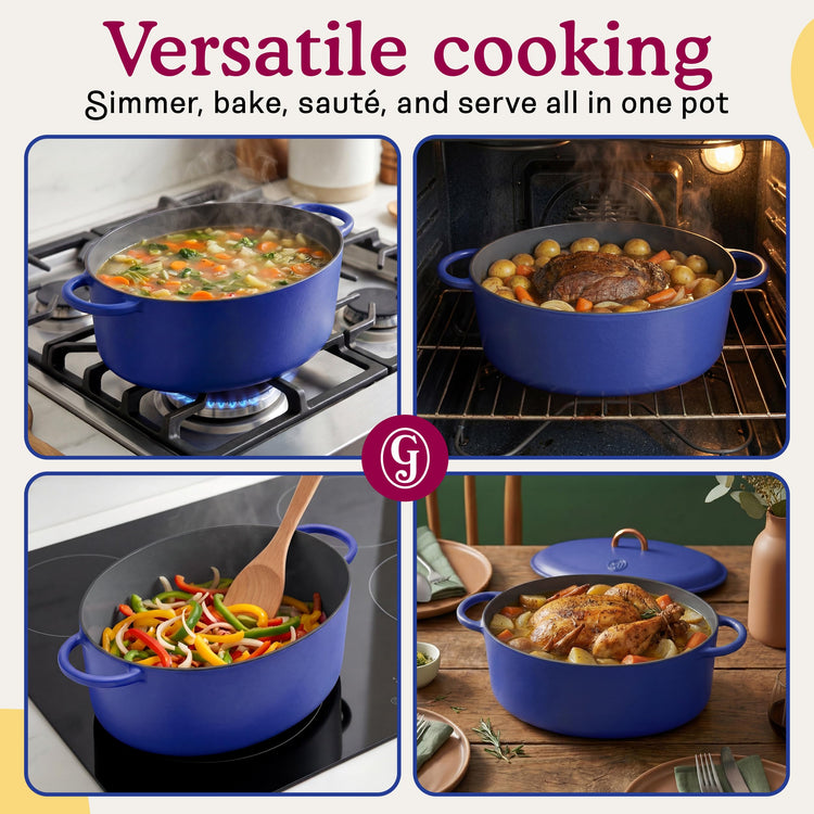 6.75 Quart Enameled Cast Iron Dutch Oven Pot w