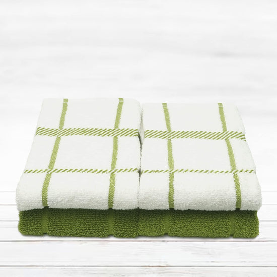 100% Cotton Terry Dish Towels, 4 pack16 x26 Inches, Super Soft and Absorbent Kitchen Towels, Perfect for Kitchen Cleaning and Dish Washing | Green - Nestoria
