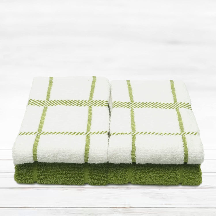 100% Cotton Terry Dish Towels, 4 pack16 x26 Inches, Super Soft and Absorbent Kitchen Towels, Perfect for Kitchen Cleaning and Dish Washing | Green - Nestoria