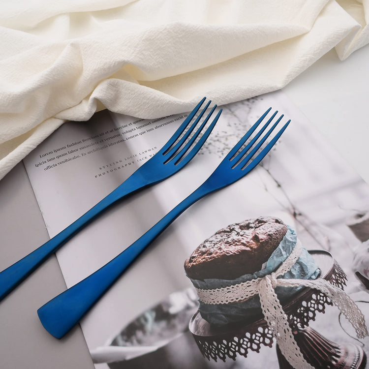 Luxury 18 10 Stainless Steel Matte Blue Cutlery Flatware Set