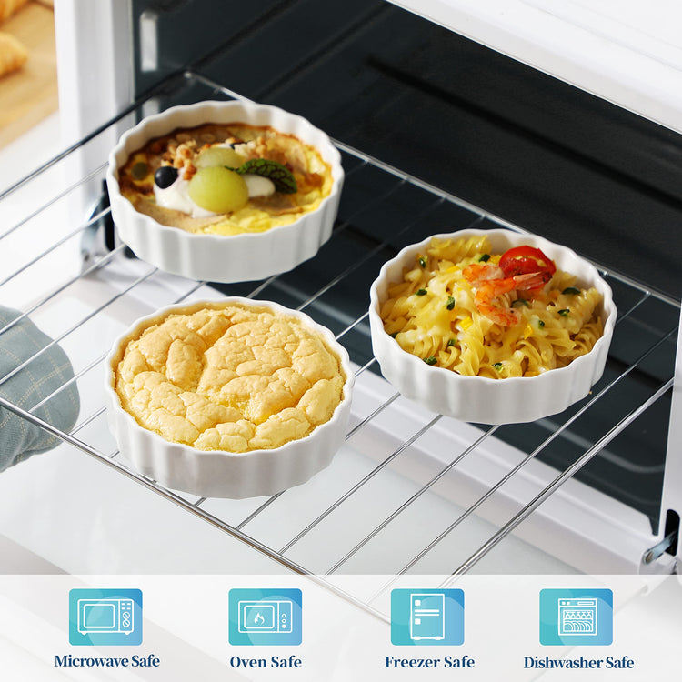 Porcelain Ramekins 8 Oz Oven Safe Set of 6