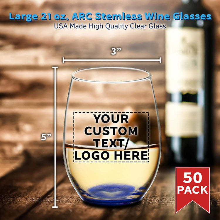 50 ARC Stemless Wine Glasses Set (50 Count)