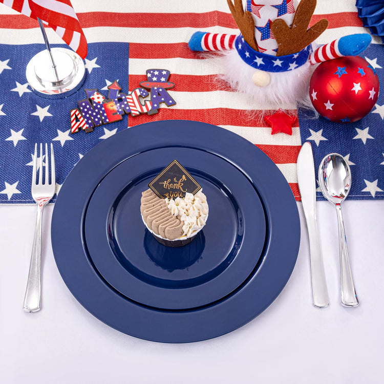 60PCS Blue Plastic Plates (30 Count)