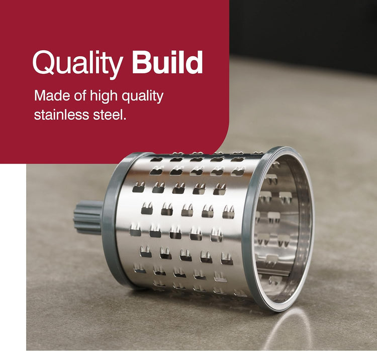 Zyliss E900059 Universal Drum Grater, Stainless Steel, Grating Apples, Cereals, Granola, for Use with Zyliss Rotary Cheese Grater, 5 Year Guarantee
