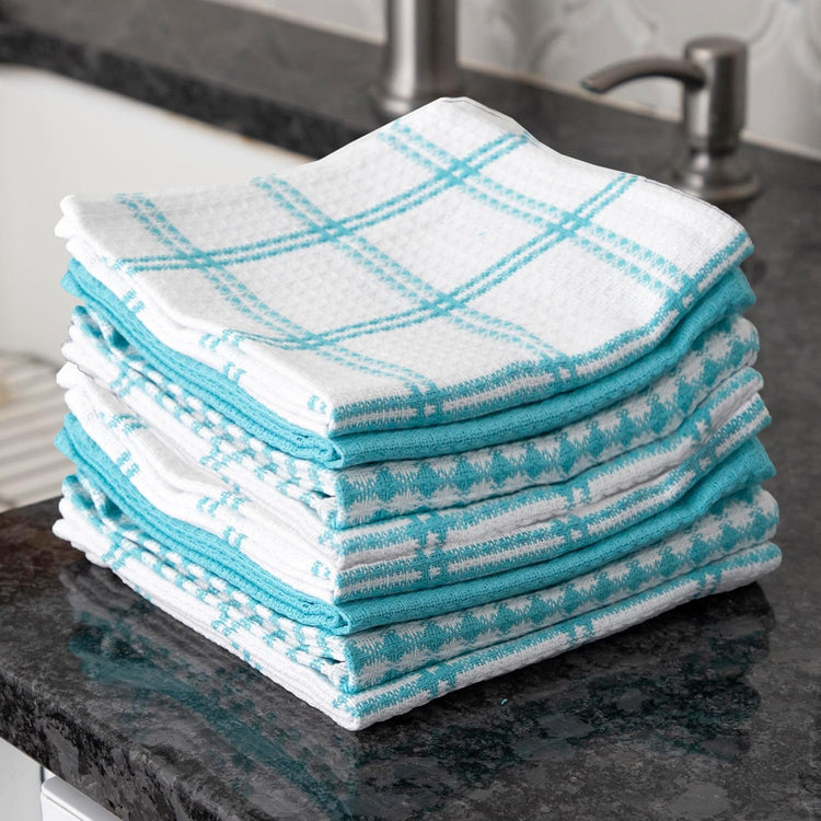 T-fal Premium Waffle Dish Cloths: Highly Absorbent, Super Soft Long Lasting - 100% Cotton, 12"x13" Towel for Cleaning & Drying, (8-Pack), Breeze - Nestoria
