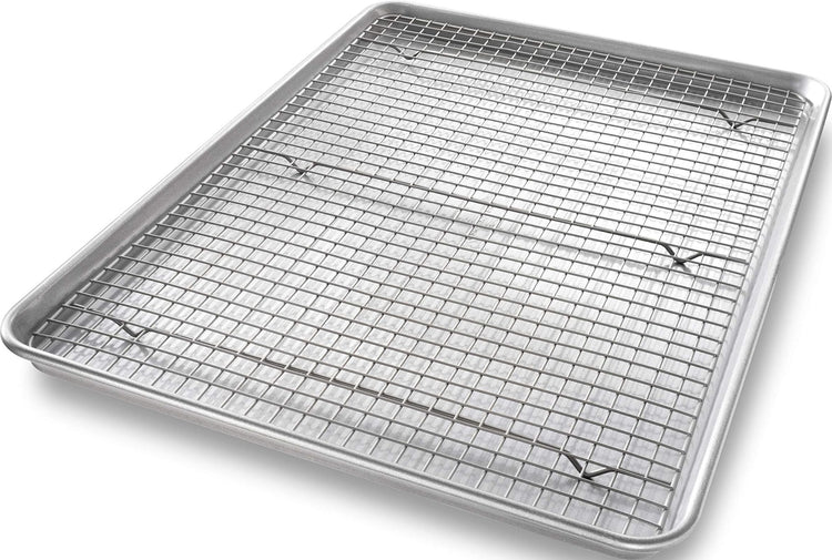 1607CR Bakeware Extra Large Sheet Baking Pan and Bakeable Nonstick Cooling Rack Set