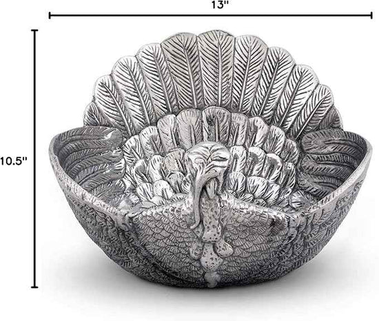 Arthur Court Serving Salad Bowl Turkey Large Thanksgiving Table Serving Bowl Fruit Bowl Statement Piece 13 inch Long x 10.5 inch Wide