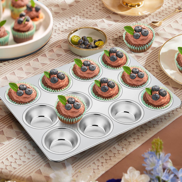 Stainless Steel Muffin Cupcake Pans 12