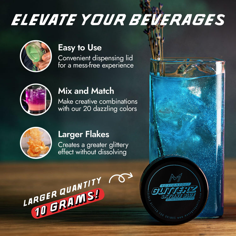 Skyline Blue Edible Glitter for Drinks & Cakes
