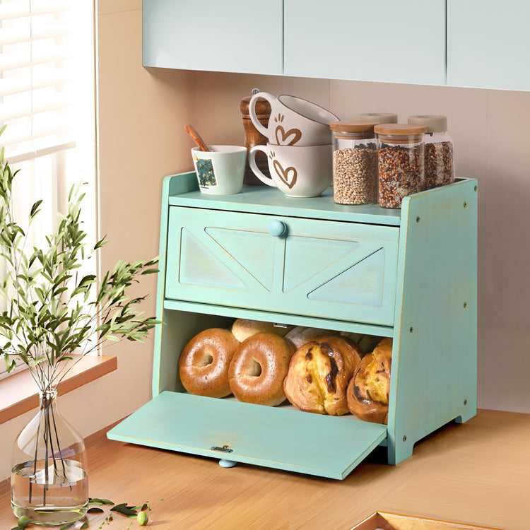 Bamboo Corner Bread Box for Kitchen Countertop 2