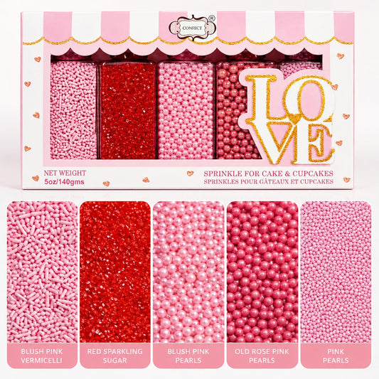 Sprinkles for Cakes & Cupcakes Decoration Assorted pack of 5 Pink Pop Sprinkles Mix Blush Pink (5 Ounce)