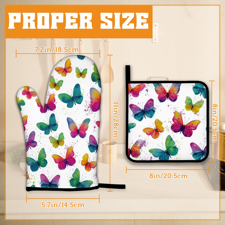 Colorful Butterfly Oven Mitts and Pot Holders (4 Count)