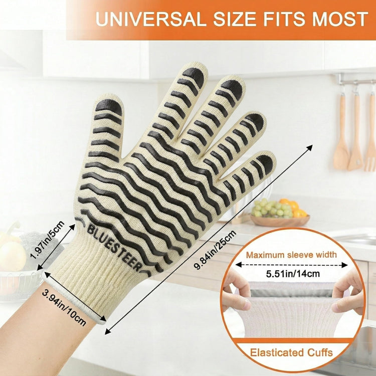 Oven Gloves 932°F Heat Resistant Oven Mitts with Fingers (9.6 Ounce)