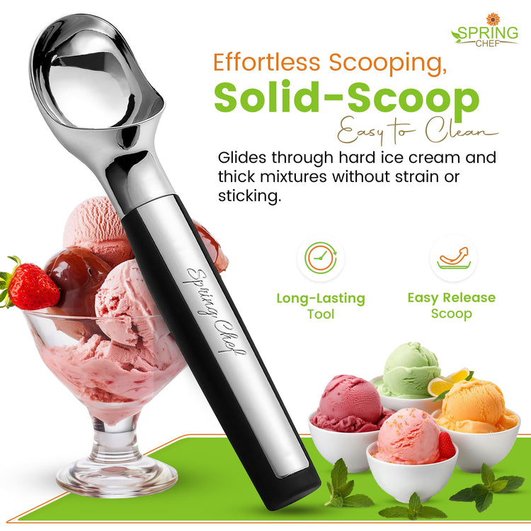 Heavy Duty Metal Ice Cream Scoop with Soft Grip Handle